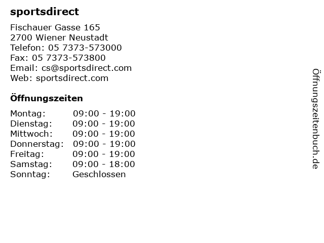 ᐅ Öffnungszeiten „sportsdirect“ | Fischauer Gasse 165 in ᐅ Öffnungszeiten „sportsdirect“ | Fischauer Gasse 165 in